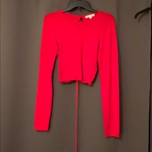 Boutique Hot red long sleeve shirt, with sexy back